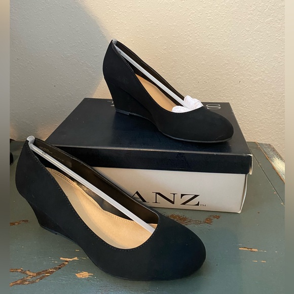 Black Suede Wedges - Picture 2 of 3